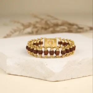Gold Plated Rudraksha Chain Bracelet - 6mm